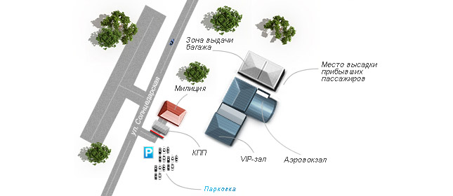 Схема проезда к ВИП-залам в аэропорту Геленджик