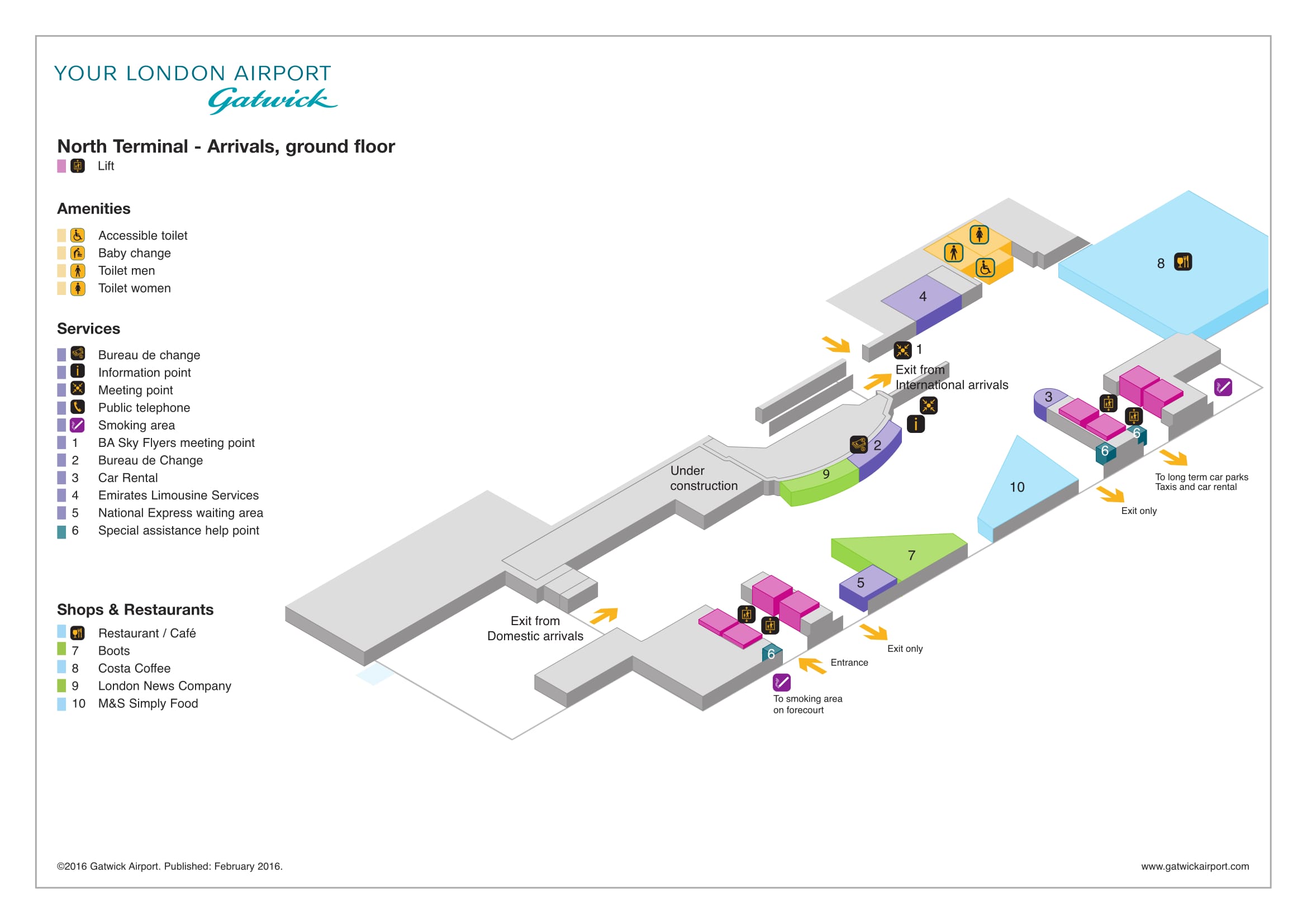Схема Северного терминала в аэропорту Гатвик